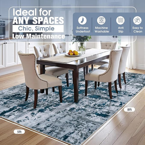 5x8 Area Rugs for Living Room Rug Washable: Abstract Rug for Dining Room - Image 2