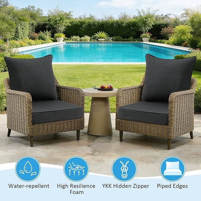 Sunbrella Outdoor Deep Seat & Back Cushion Set, 24 x 24 Inch Water Repellent - Image 4