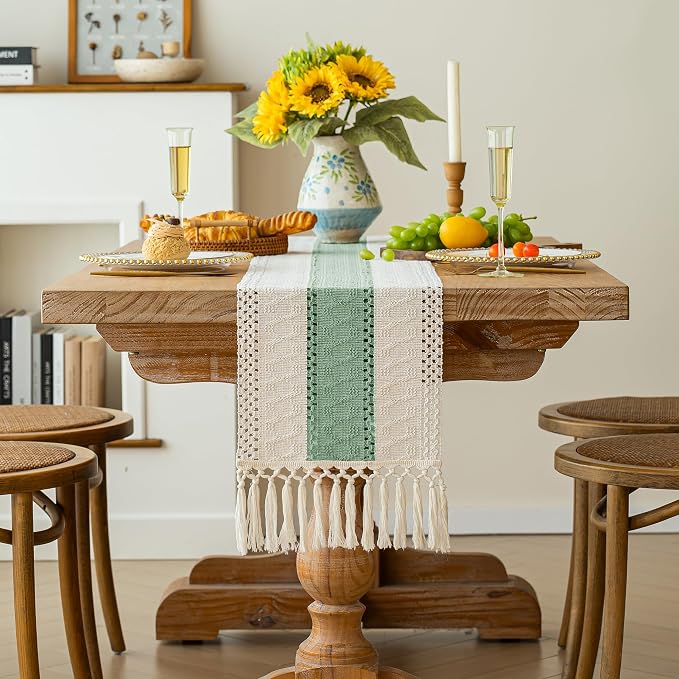 FEXIA Sage Green Table Runner 60 Inches Long - Image 3