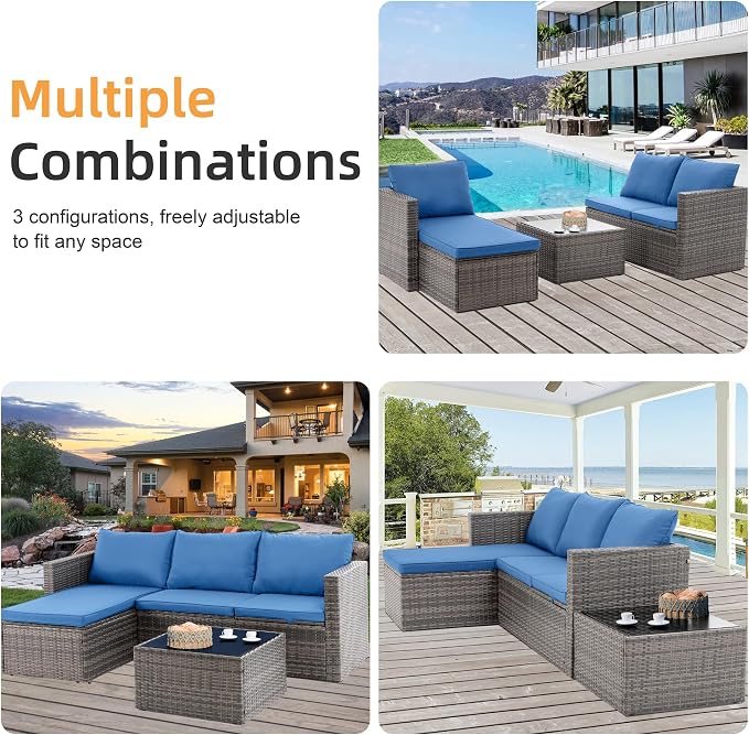 Shintenchi 4 Pieces Patio Furniture Sets, Outdoor Sofa Patio Sectional Sets All - Image 5