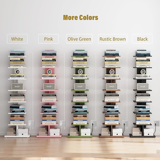 TUTOTAK Narrow Bookshelf, 8-Tier Bookcase - Image 9
