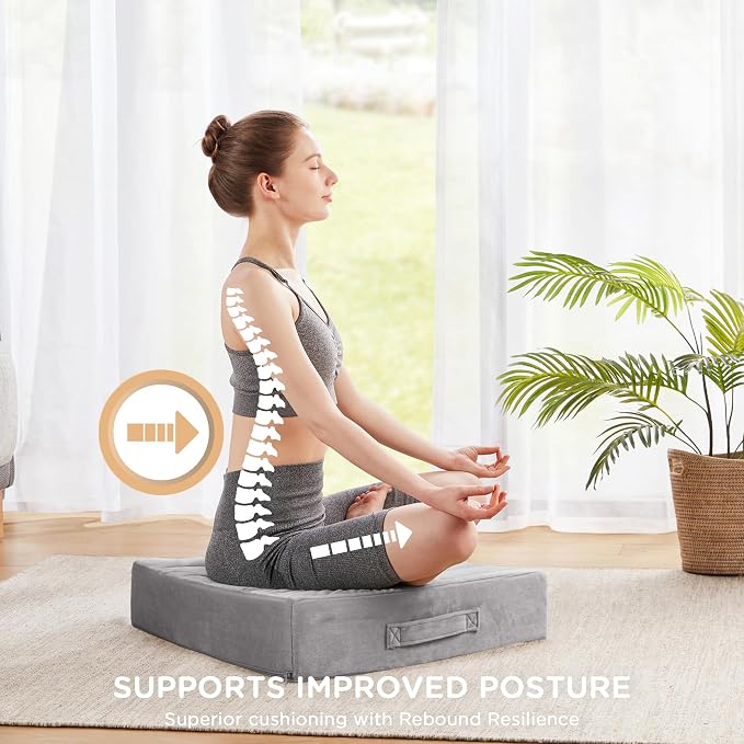 Codi High Density Foam Floor Pillow 2 Sets, Large Meditation Cushions Seating - Image 5