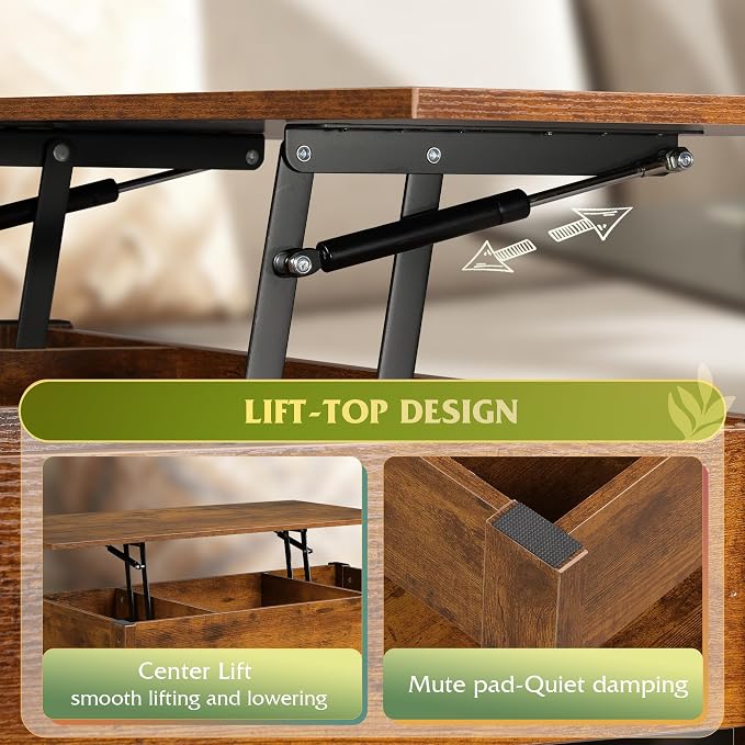WLIVE Coffee Table, Lift Top Coffee Table - Image 5