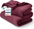 Bedsure GentleSoft Fleece Blankets Queen Size Red Burgundy by BEDSURE