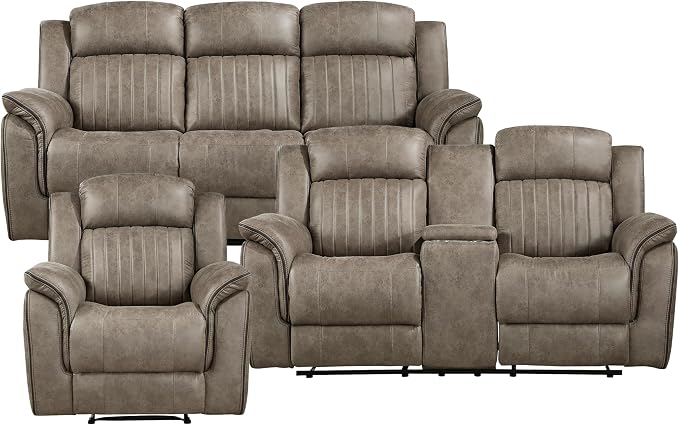 Lexicon Recliner Living Room Set, Home Theater Seating, Manual Polished - Image 3