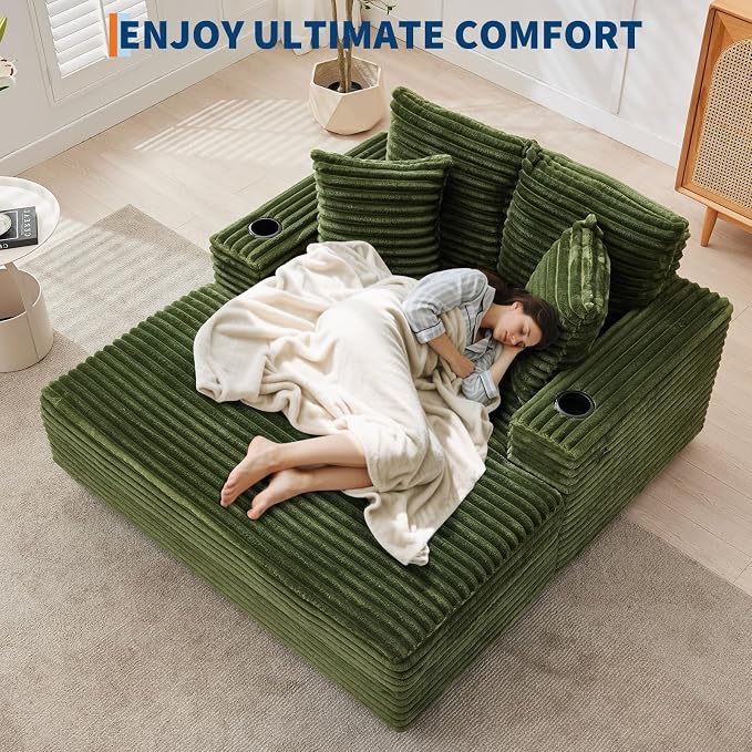 GarveeHome 60-inchOversized Chaise Lounge Chair Indoor, Comfy Corduroy Lounge - Image 6