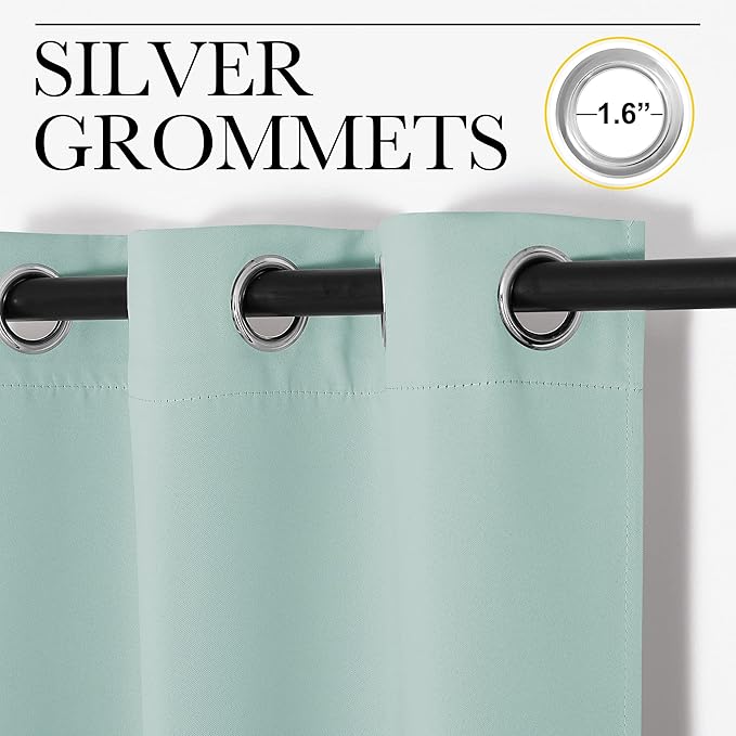 NICETOWN Aqua Blue Kitchen Blackout Short Curtain Panels - Image 2