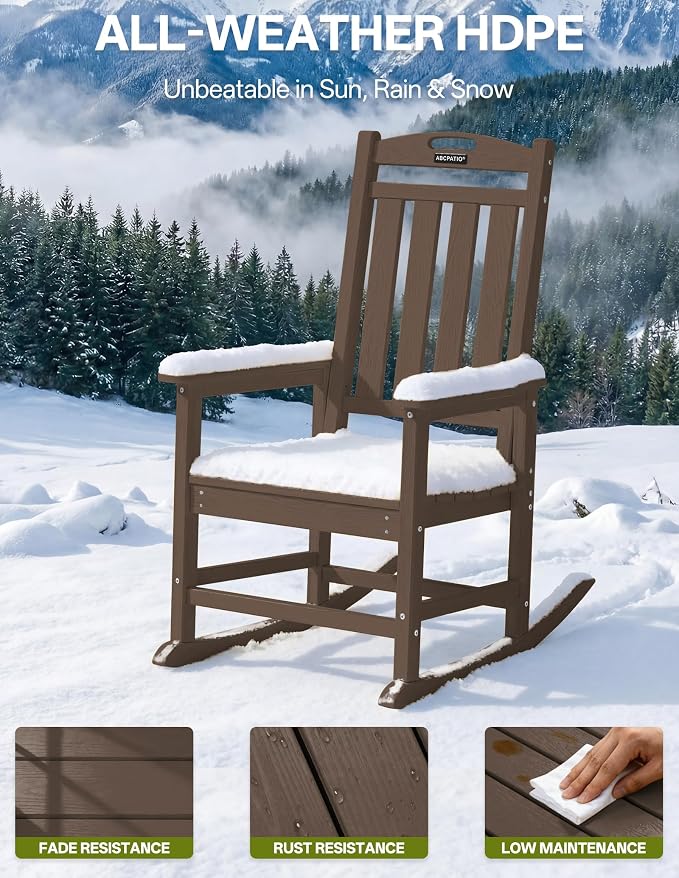 Outdoor Adirondack Rocking Chairs All-Weather HDPE Patio Rocker Chair - Image 6