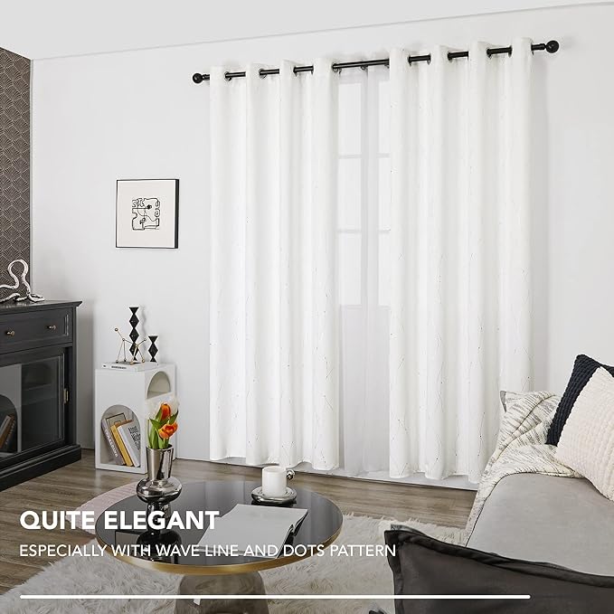 Deconovo White Curtains, Room Darkening Curtain, Thermal Insulated Noise - Image 4