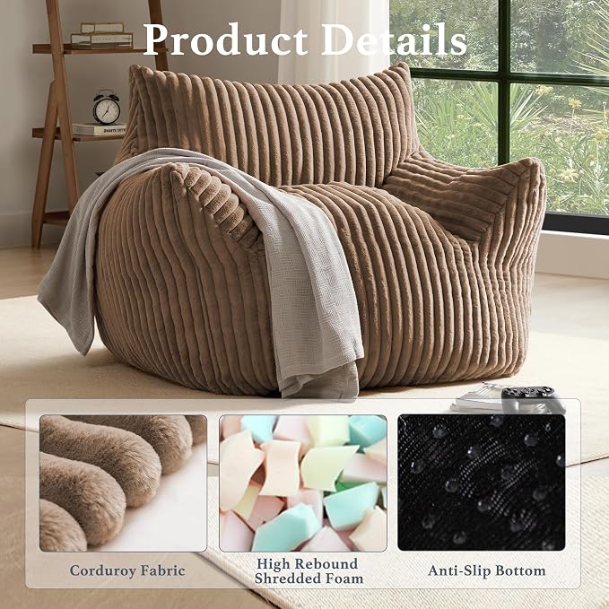 Giant Plush Bean Bag Chair for Adults - Image 3