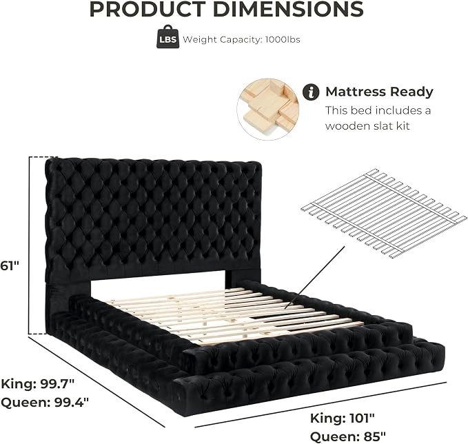 Furniture of America Sable Fabric Upholstered Step Up King-Size Platform Bed - Image 3