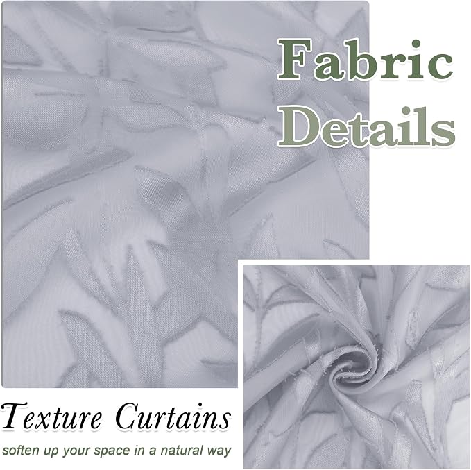 Lecloud Leia Sheer Light Grey Window Curtains - Image 8