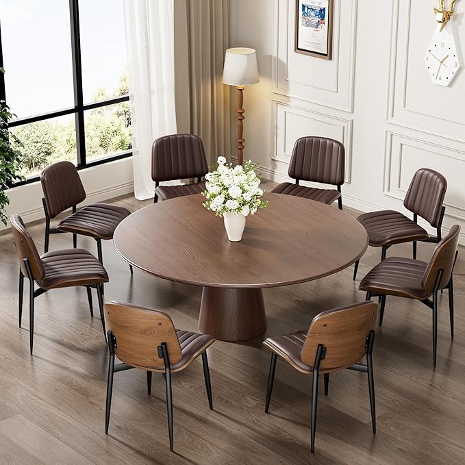 REONEY Dining Chairs Set of 4, Mid-Century Modern Upholstered PU Leather Chairs - Image 9