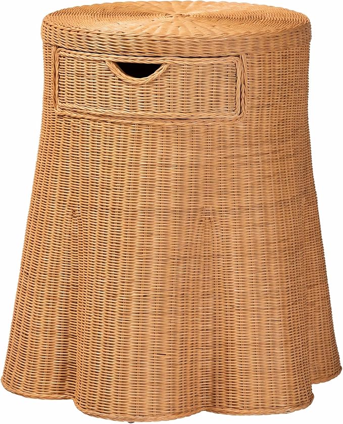 Bali & pari Dayo Scalloped Natural Rattan Console Table by balipari