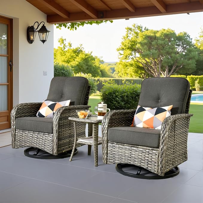 Weaxty Outdoor Swivel Rocker Patio Chairs, 3 Pieces Patio Furniture Set by Eco-ChicLivingBeautifullyAffordable