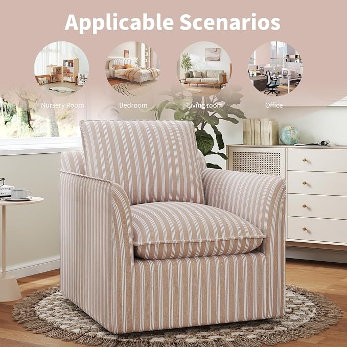 INZOY Swivel Accent Chair Set of 2, Upholstered Square Chair - Image 7