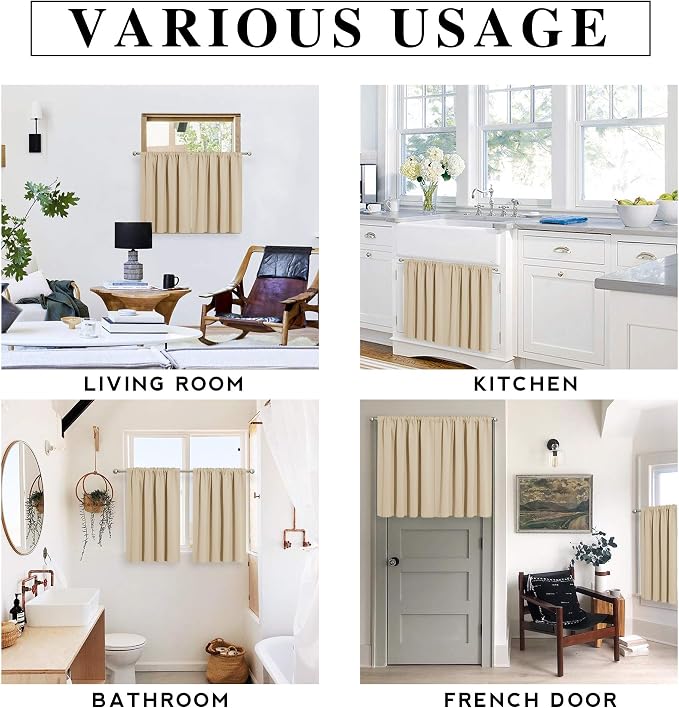 RYB HOME Basement Bathroom Kitchen Cafe Privacy Curtains, Short Insulating - Image 7
