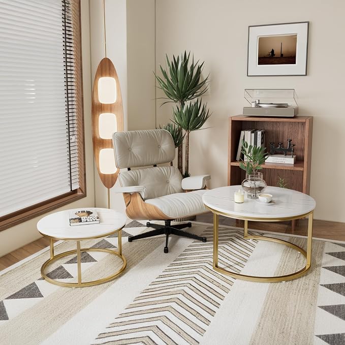 Otterease Nesting Tables Set of 2, 31.5" Round Coffee Table, Small Nesting - Image 5