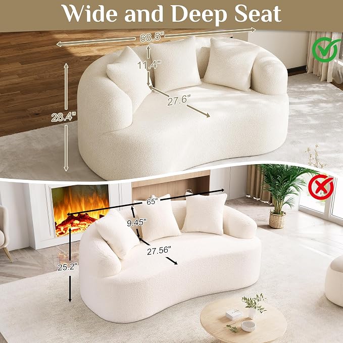 DAMAIFROM 68.5" Loveseat Sofa for Living Room, Modern Luxury Plush Chenille - Image 5