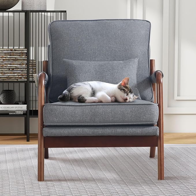 ANJ Mid Century Modern Accent Chair, Lounge Reading Armchair - Image 8