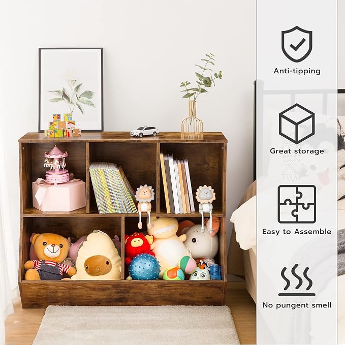 HOOBRO Kids Bookshelf, Bookcase Footboard, Toy Storage Cubby, 35.4" L - Image 8