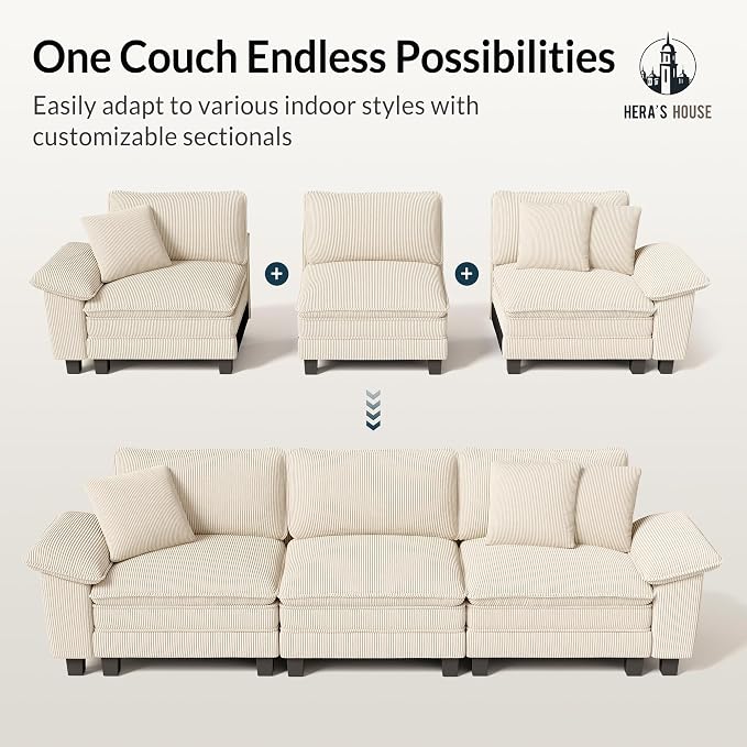 HERA'S HOUSE 124" Modular Sectional Sofa, Oversized L Shaped Couches - Image 7