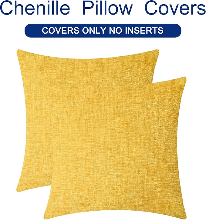 CaliTime Throw Pillow Covers Decorative 26 X 26 Inches Pack of 2 Cozy Chenille - Image 6