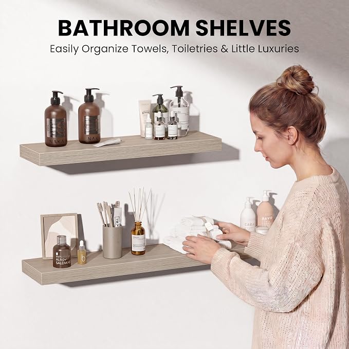 Fun Memories 20 Inch Floating Shelves Wall-Mounted, Engineered Wood Wall Shelves - Image 5