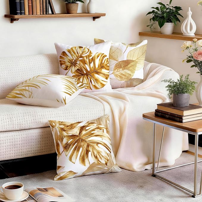 OBSEDE Golden Leaf Illustration Decorative Throw Pillow Covers 18 × 18 in - Image 9