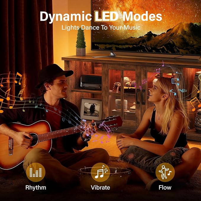 YESHOMY Farmhouse LED TV Stand - Image 5