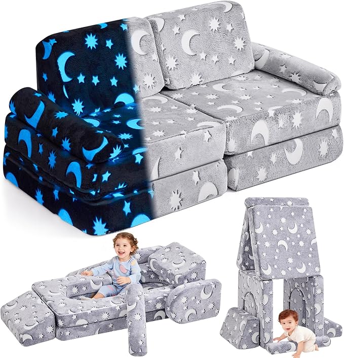 IFNOW Modular Kids Play Couch, Convertible & Washable Toddler Foam Couch Kids by IFNOW
