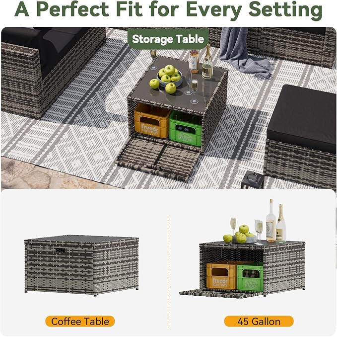 Aoxun 7 Piece Patio Furniture Set, All-Weather Wicker Outdoor Furniture 6 Seats - Image 4