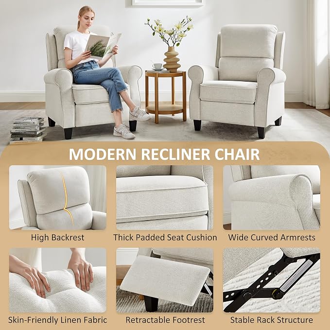 Recliner Chair for Living Room, Modern Reclining Sofa Home Theater Seating - Image 9