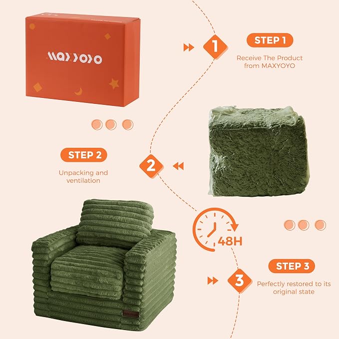 MAXYOYO Kids Bean Bag Chair, Comfy Faux Fur Bean Bag Sofa - Image 6