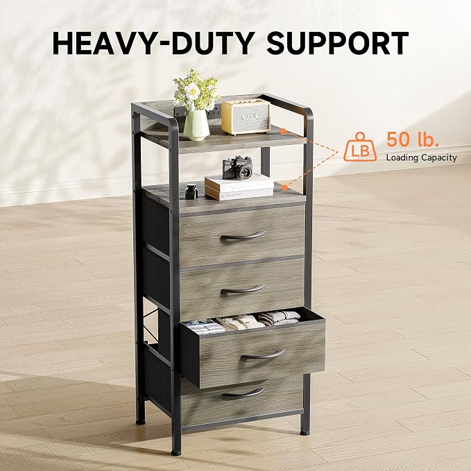 Lazzanto Grey NightStand with Charging Station - Image 6
