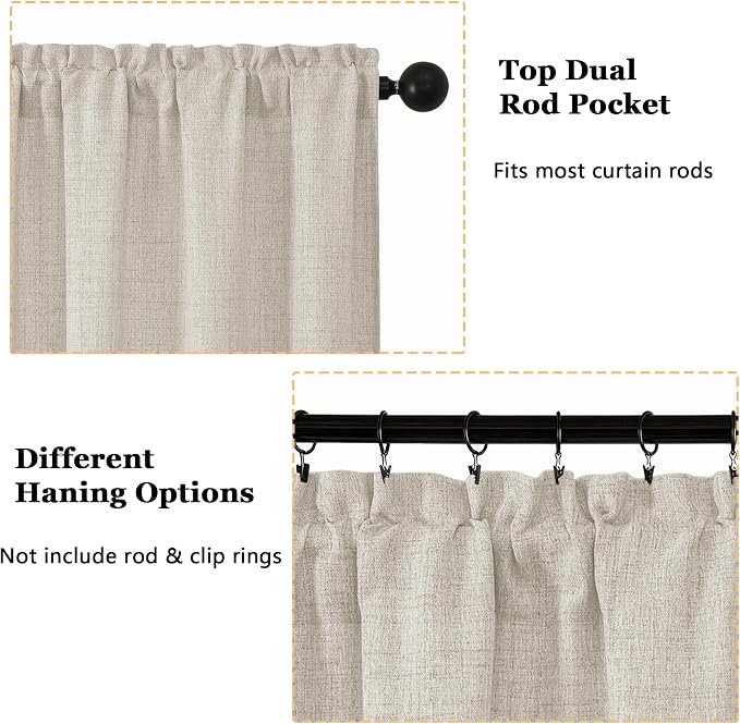 OWENIE Natural Valances for Windows 1 Pcs 20 Inch Length, Light Filtering - Image 4