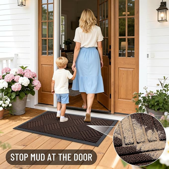 OLANLY Front Door Mat Outside Entrance 33x21, Heavy Duty Sturdy Natural Rubber - Image 6