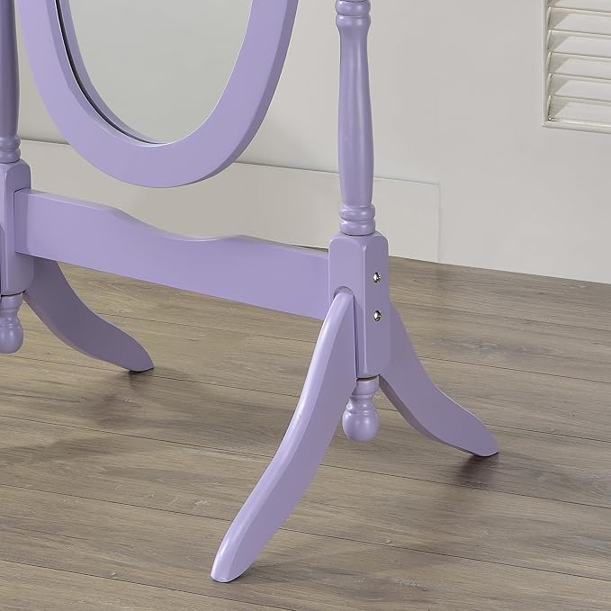 Roundhill Furniture Traditional Queen Anna Style Wood Floor Cheval Mirror - Image 3