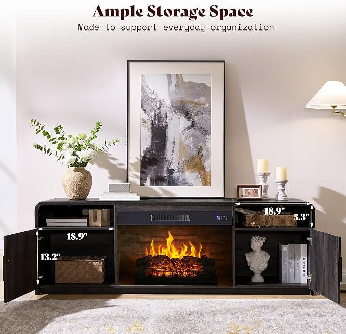 AMERLIFE 70" Fluted Fireplace TV Stand - Image 5