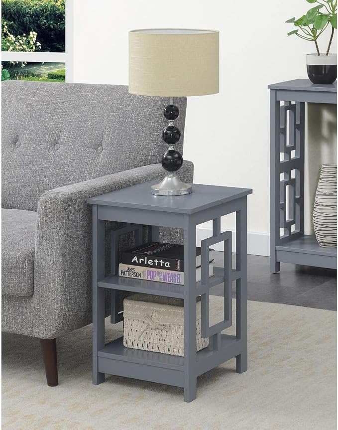 HomeStock Asian Aesthetics Square End Table, 3-Tier Wood Shelves, Stylish & - Image 2