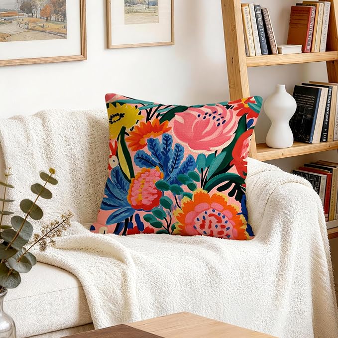 OBSEDE Floral Decorative Throw Pillow Covers 18x18 Set of 4, Double-Sided Print - Image 8