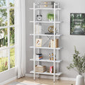 Bookshelf 6 Tiers White Wooden Storage Shelf, Modern Open Display Storage by EternalHome