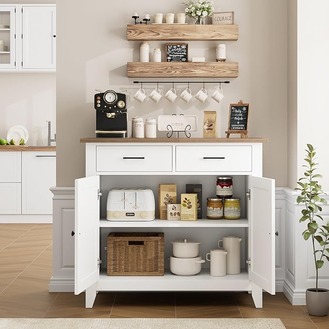 HORSTORS Kitchen Storage Cabinet, Modern Farmhouse Buffet Cabinet - Image 5