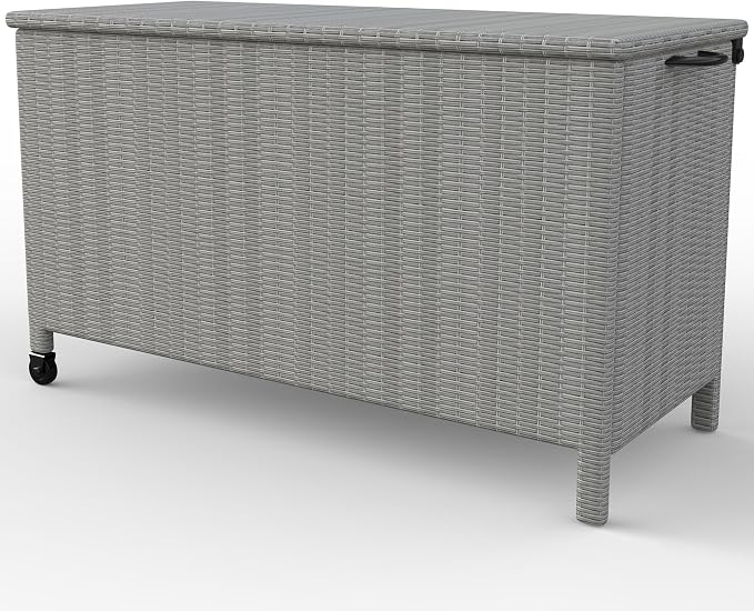 GarveeLife Medium Outdoor Wicker Storage Box, PE Rattan Patio Storage Chest - Image 5