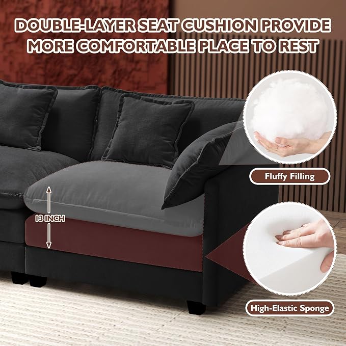 Ihanherry Cloud Sofa 77 Inch Loveseat, Modern Sectional Couch, 2-Seats Sofa - Image 4