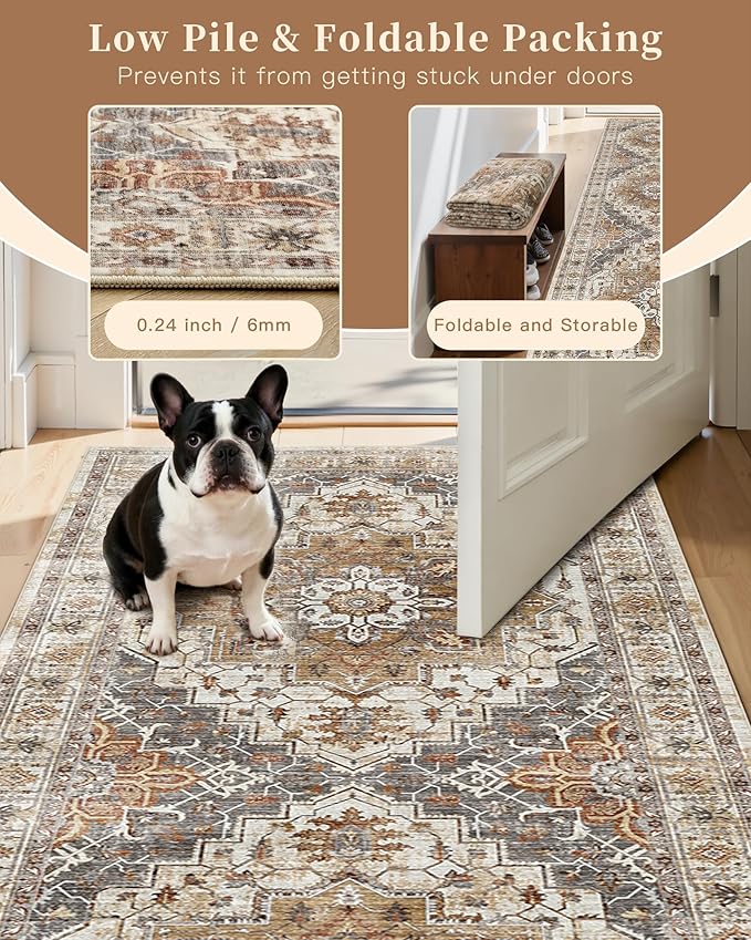 Madane Hallway Runner Rug 2'6''x14', Non Slip Vintage Runners - Image 7