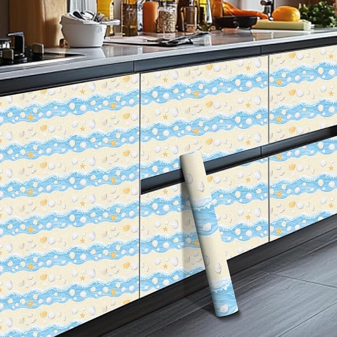 HOMETITUTE Starfish and Seashell Pattern Wallpaper Peel and Stick Self Adhesive - Image 5