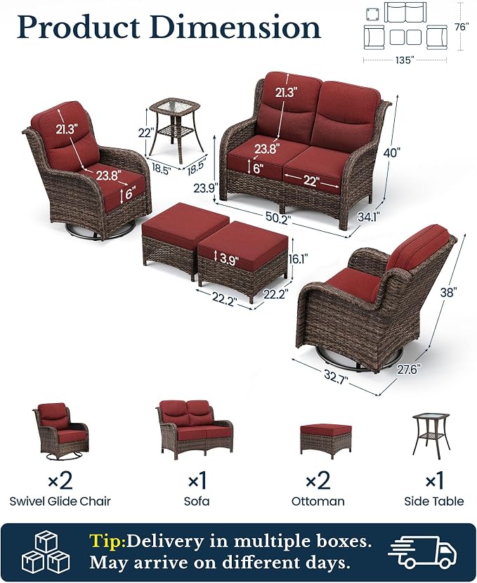 HILLGA 6-Piece Luxury Patio Furniture Set - Image 2
