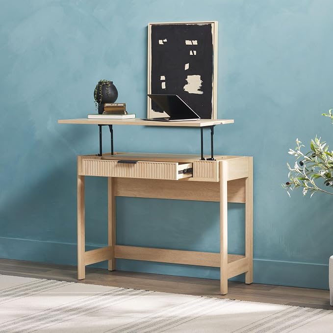 Walker Edison Transitional Style Furniture, Reeded Detail, Lift-Top Desk - Image 14