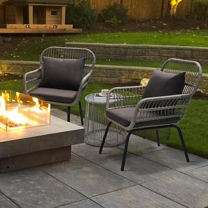 wildformers 3 Pieces Rattan Wicker Bistro Set, Outdoor Conversation Set - Image 7